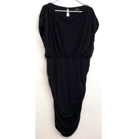 TORRID 2 Plus Size Mini Studio Knit Ruched Dress Black Blouson Sheath Sexy Party - Picture 2 of 15